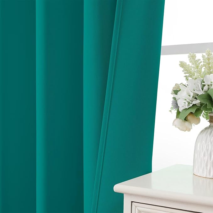 CUCRAF Turquoise Blackout Curtains 96 inch Length 2 Panels Set, Rod Pocket Room - Image 6