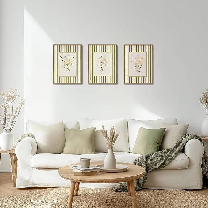 KISSFOX 3 Piece Floral Framed Wall Art Wildflower Canvas Wall Art Flower - Image 2