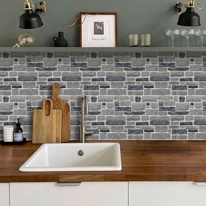 Commomy 10 Pcs 3D Faux Stone 3D Wall Panels 11.8'' x 11.8'' Ultralight PVC - Image 9