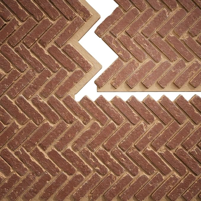 EverStone Herringbone Faux Brick Panel, 46 1/2"W x 25 1/4"H x 1"D, Cabernet - Image 9