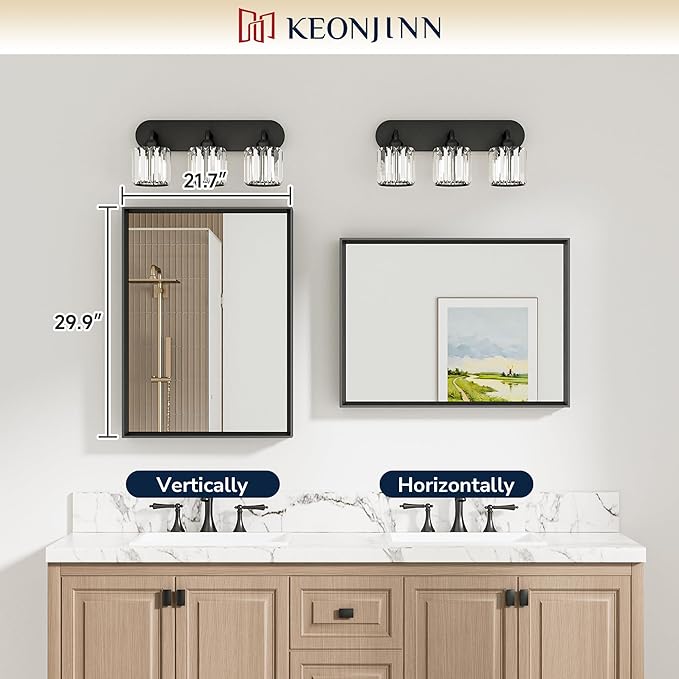Keonjinn 22 x 30 Inch Brushed Nickel Bathroom Mirrors - Image 5
