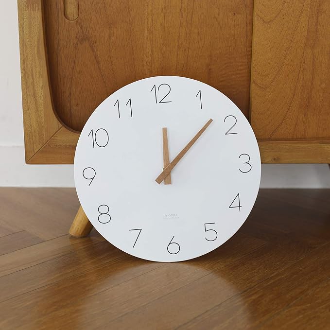 mooas Flatwood Wall Clock, Analog Wall Clock, Silent Non-Ticking 12 inch Modern - Image 5