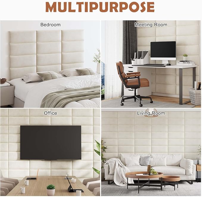 IFNOW Wall Mounted Upholstered Headboard Queen, 3D Peel and Stick Soundproof - Image 7