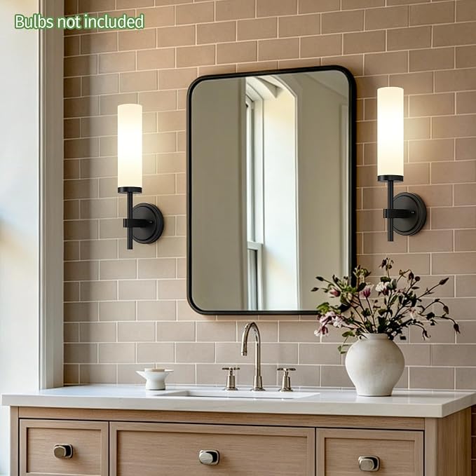 MOKATNG Wall Sconces Set of Two, Matte Black Bathroom Sconces - Image 6