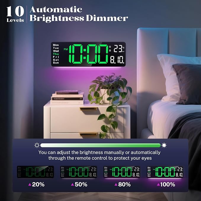 Digital Clock Large Display, Led Big Wall Electric Clocks - Image 3