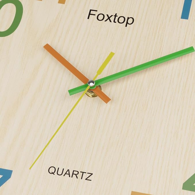 Foxtop 14 Inch Kids Wall Clock Silent Non-Ticking Battery Operated Colorful - Image 8