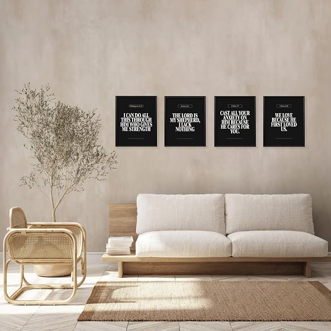 Locomiss Black Christian Wall Art Decor Posters, Minimalist Jesus Scripture - Image 4