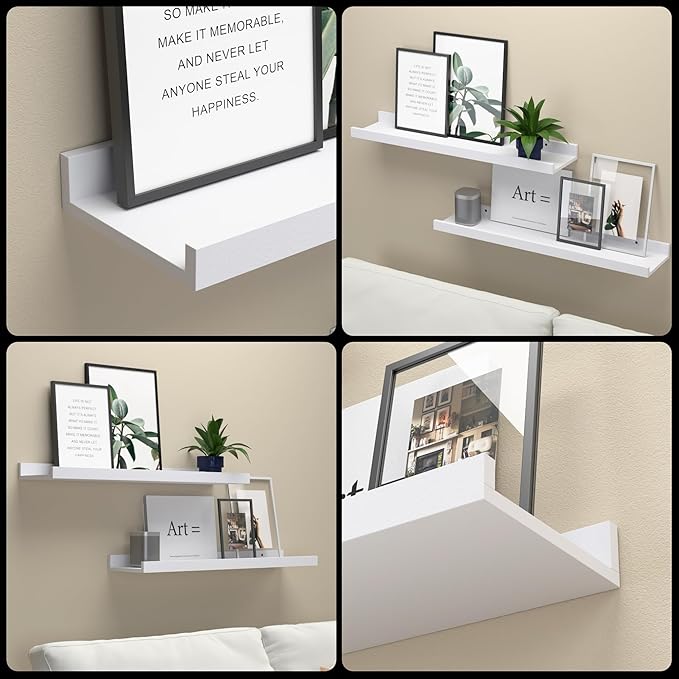 Boswillon 23.6 Inches Long Floating Shelves, 2 Set Modern White Wall Shelf - Image 4