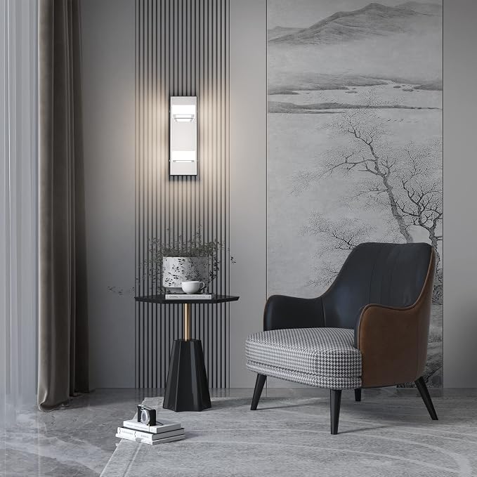 Ralbay Modern Chrome Vanity Light 2 Light Acrylic Stainless Steel Chrome - Image 5