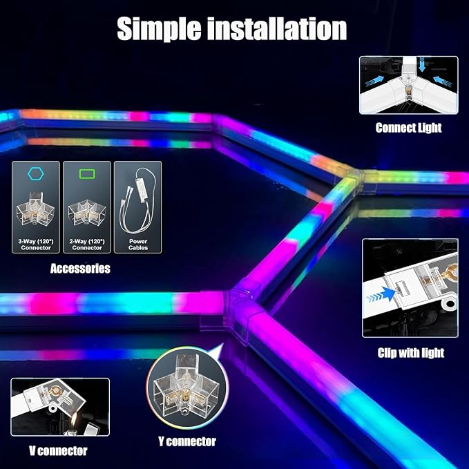 25Pack RGB 5 Hexagon LED Garage/Wall Lights, RGB 358 Kinds of Changes Dimmable - Image 8