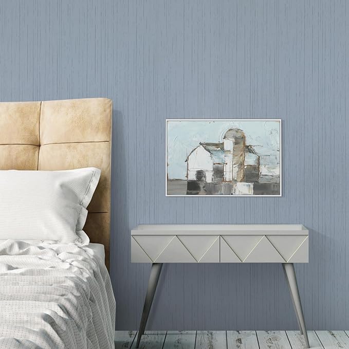 Grey Blue Grasscloth Peel and Stick Wallpaper 15.74" x 196.85" Textured Neutral - Image 8