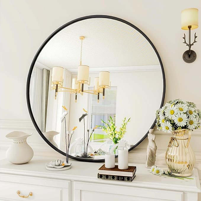 VooBang Black Round Mirror, Round Wall Mirror by VooBang