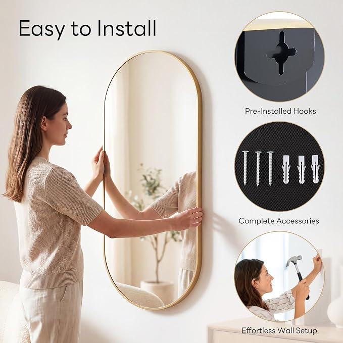 Sweetcrispy 24" x 48" Gold Bathroom Mirror - Image 5