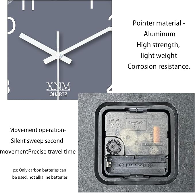 XNM Small Grey Minimalist Wall Clocks Battery Operated 8 Inch Classic Analog - Image 7