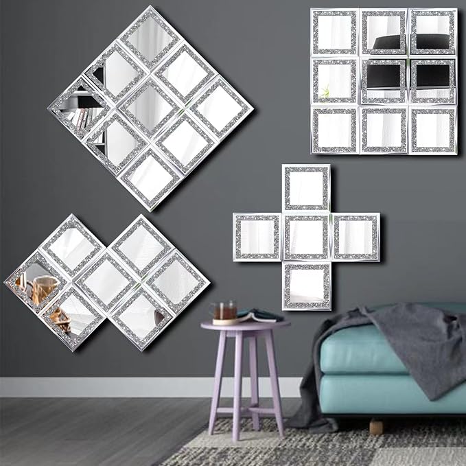 Crush Diamond Mirrors Wall Decor 6inch Mirror Tiles - Image 2