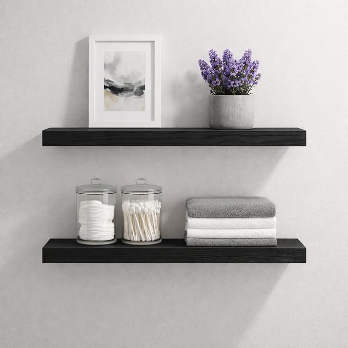 BGMG Wood Floating Shelves for Wall 24 inch, Solid Wood Wall Mount Shelves for by BGMG