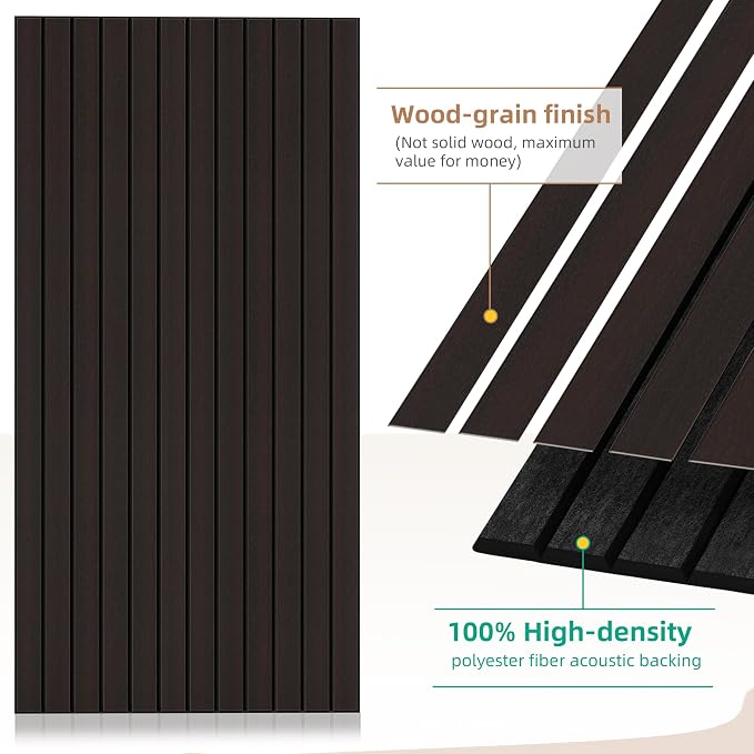 Wood Veneer Acoustic Panels, 4 Pack 47.2”x23.6” Sound Panels, Decorative Large - Image 4