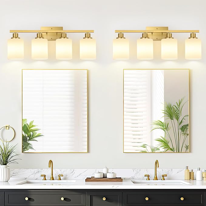 MOKATNG 4-Light Bathroom Light Fixtures, Brushed Gold Vanity Light - Image 4