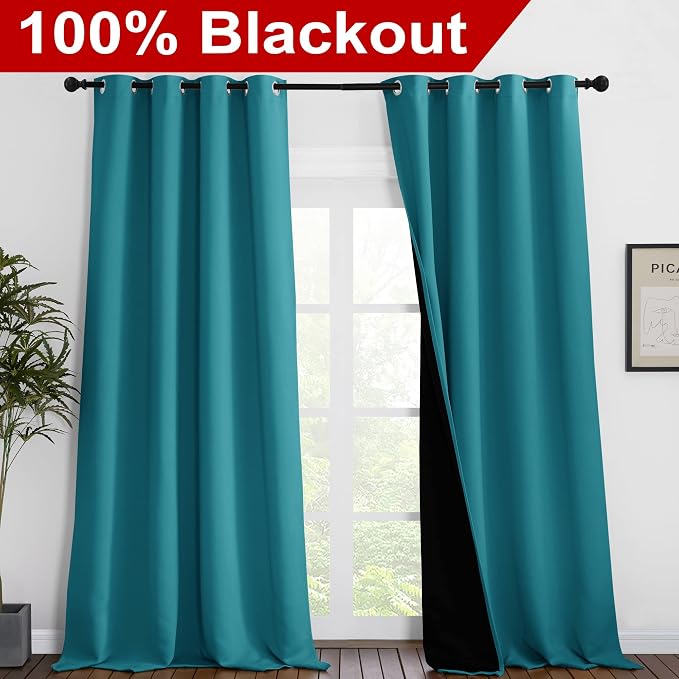 NICETOWN Full Shading Curtains for Windows, Super Heavy-Duty Black Lined - Image 2