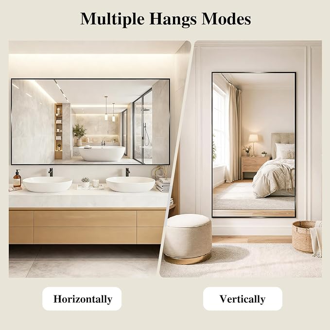 Koonmi Black Mirrors for Wall, 30x36 Inch Bathroom Mirror, Rectangular Wall - Image 6