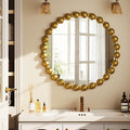 Easly Round Mirror for Wall, 24 Inch Gold Beaded Frame Decorative Vanity Mirror by EASLY