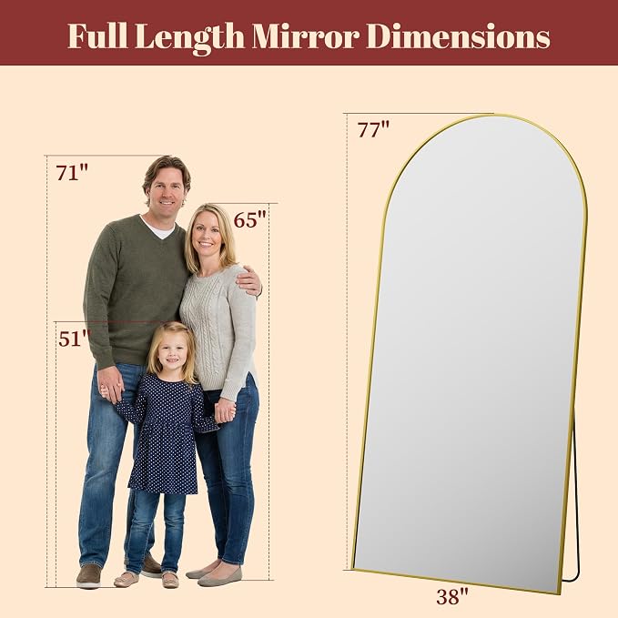 Suidia 78"x38" Arched Full Length Mirror - Image 4