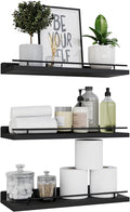 WOPITUES Floating Shelves with Black Metal Guardrail, Shelves by WOPITUESOfficial