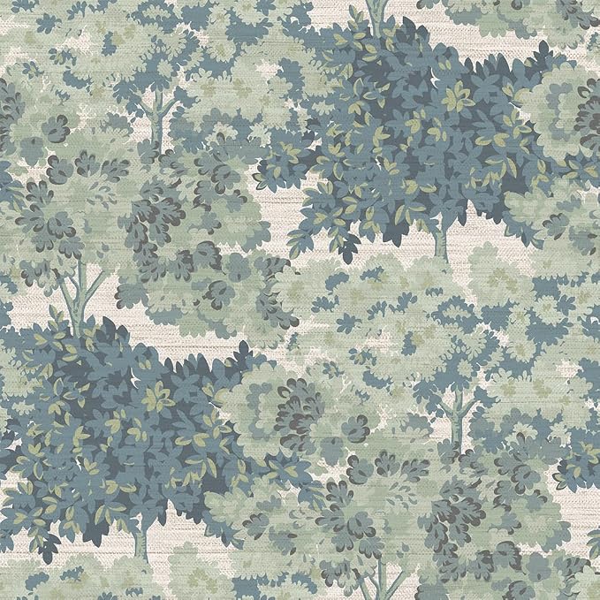 Tempaper Textured Green Canopy Toile Faux Grasscloth Removable Peel and Stick by TempaperCo