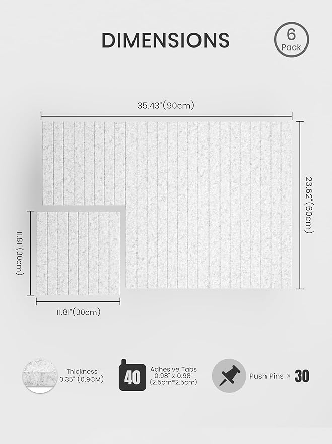 Bumusty Large Cork Board Alternative-36 x 24" Felt Bulletin Board Tiles - Image 2