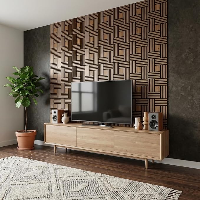 WoveN SounD Artisan Acoustic Wall Panels, 16 Pack 12x12 Inch, PVC Wood Grain - Image 7