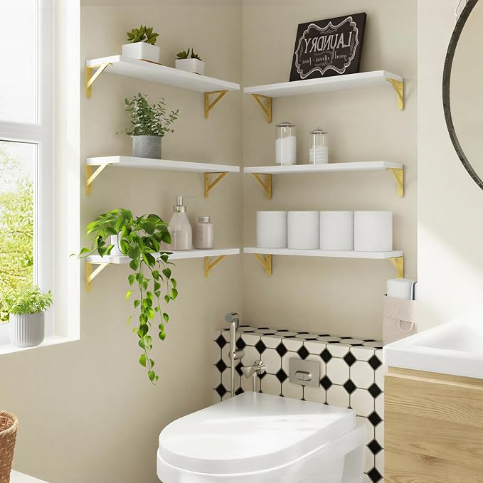 YGEOMER White Floating Shelves for Wall, Farmhouse 23.6 Inch Wall Shelves for - Image 6