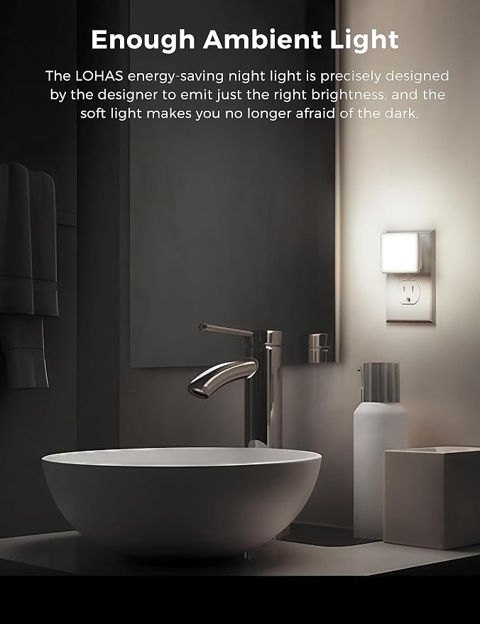 L LOHAS LED Night Lights Plug into Wall 2-Pack, 0.3W Plug in Night Light - Image 4