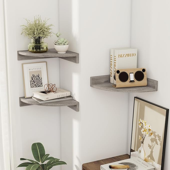 Corner Shelves 3-Pack for Bathroom & Kitchen, Space-Saving Floating Corner Wall - Image 6