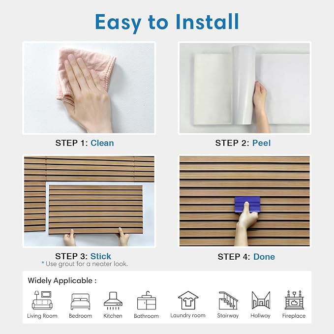 COMSTICKC 3D Faux Wood Wall Sticker, Peel and Stick Wall Covering, DIY - Image 8