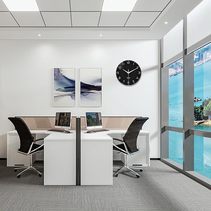 XNM Decorative Wall Clocks Battery Operated 14 Inch Black Wall Clock - Image 5
