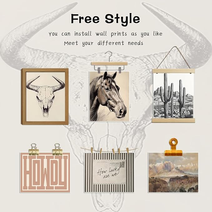 Western Desert Cowboy Posters Wall Art Set of 9, Boho Western Ranch Canvas Wall - Image 4