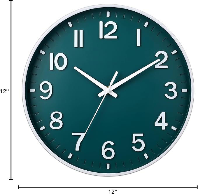 HZDHCLH Green Wall Clocks Battery Operated, 12 inch Silent Non Ticking Modern - Image 9