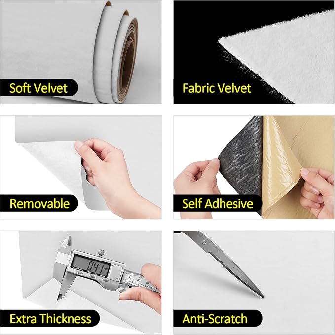 FunStick 15.8"x240" White Contact Paper Self Adhesive Velvet Flocking Liner - Image 3