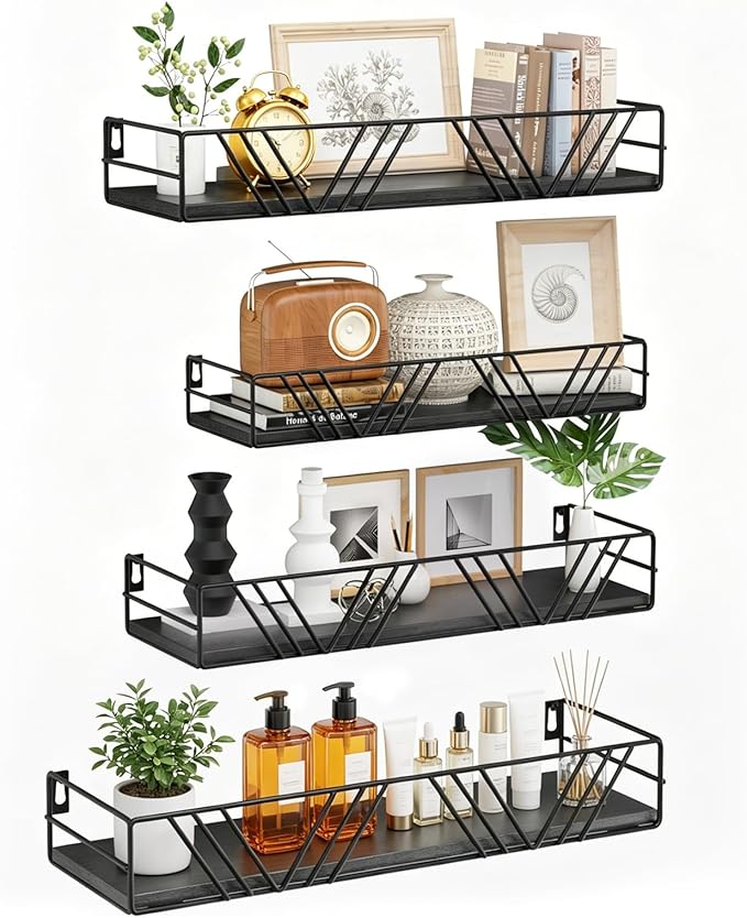 Floating Shelves for Wall, 4 Sets Rustic Wall Mounted Shelves by Unknown