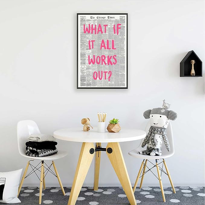 What If It All Works Out Poster Retro Newspaper Pink Font Canvas Wall Art - Image 5