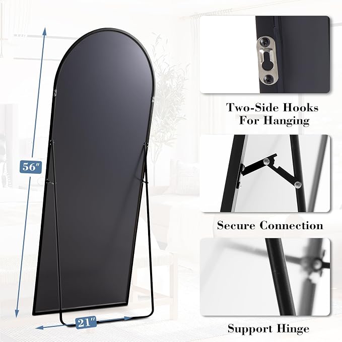 DUMOS Arched Full Length Mirror, Modern Wall Hanging Leaning - Image 4