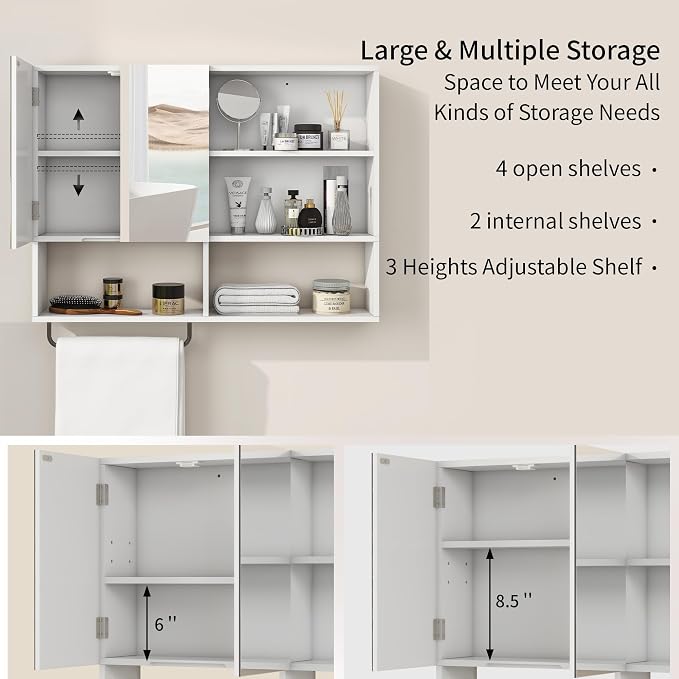 Medicine Cabinet, Wooden Bathroom Wall Cabinet - Image 3