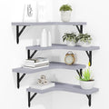 ROMGUAR CRAFT Corner Floating Shelves Wall Mounted Set of 4, Rustic Wood by ROMGUAR+CRAFT