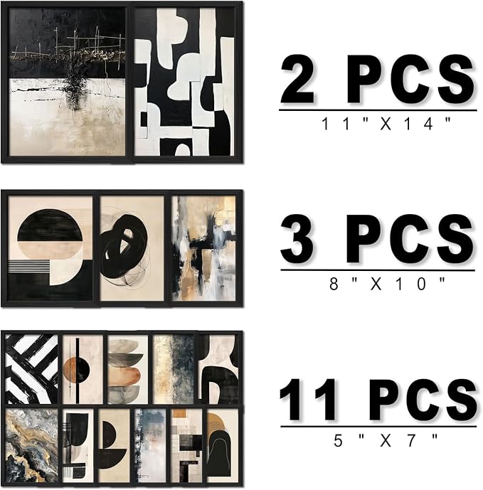 ANERZA 16 PCS Framed Black and White Abstract Wall Art Decor, Minimalist Wall - Image 2