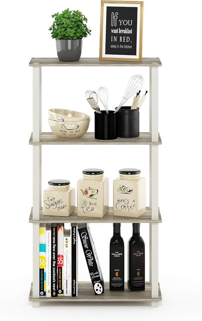 Furinno TURN-S-TUBE Storage Shelves, 4-Tier Book Shelf, Corner Shelf, Toolless - Image 3