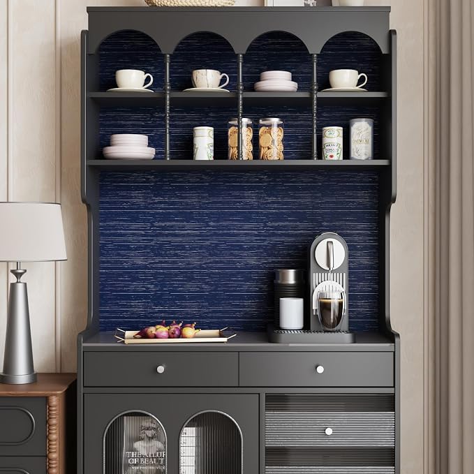 CRE8TIVE Dark Blue Grasscloth Peel and Stick Wallpaper Textured Blue Contact - Image 4