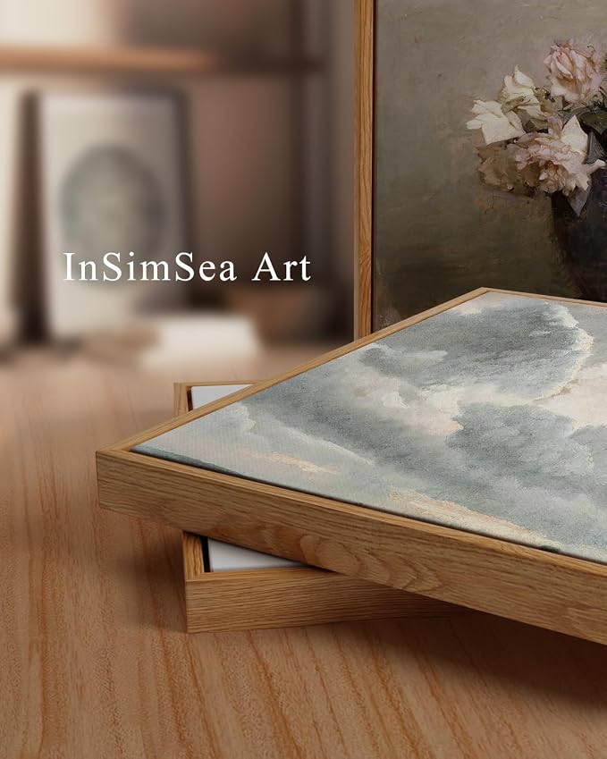 InSimSea Framed Canvas Wall Art, Landscape Wall Art, Study of Clouds Painting - Image 2