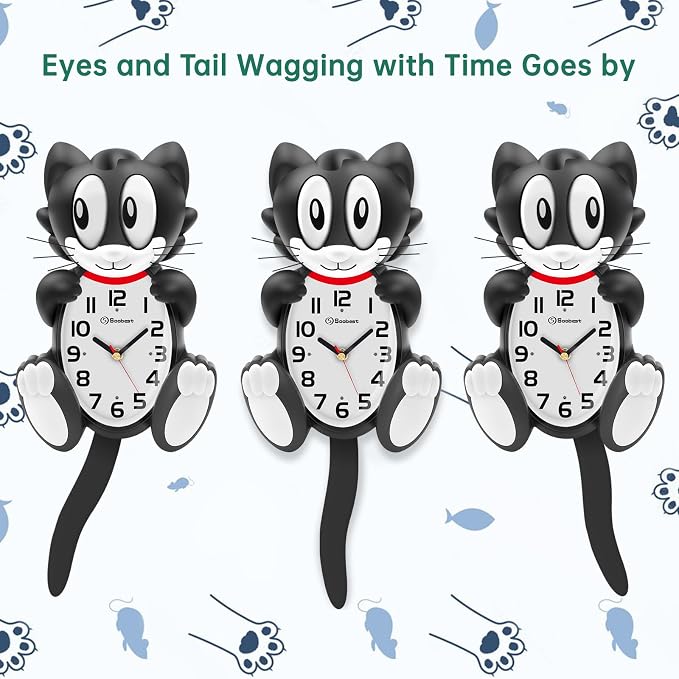 Soobest 18 Inch 3D Large Cat Wall Clock Battery Operated Silent Non Ticking - Image 4