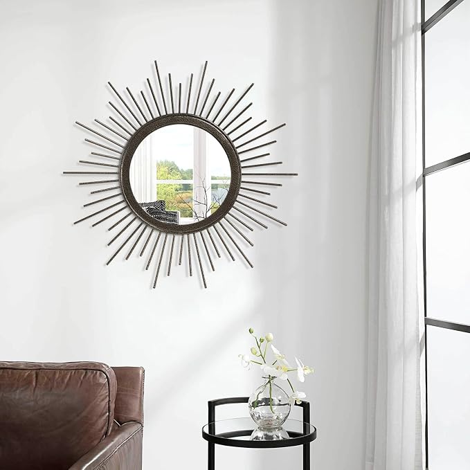 Large Sunburst Wall Mirror, Round Home Modern Metal Art Mirror - Image 4