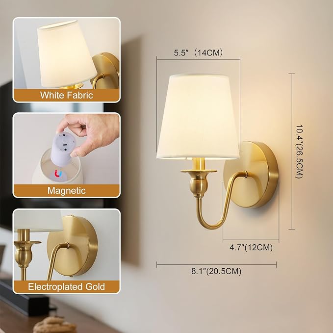 Battery Operated Wall Sconces set of Two, Wireless Wall Sconces - Image 9
